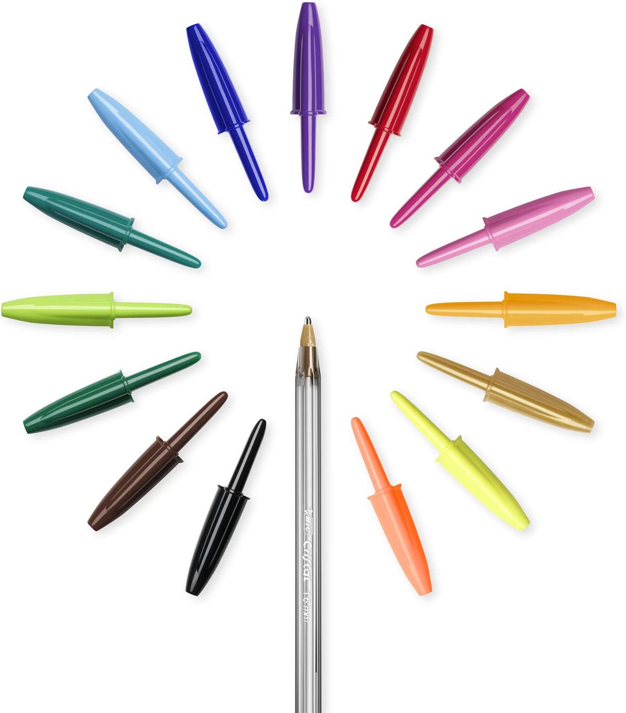 BIC 比克  1.6mm Cristal Multicolour 彩色15色 - 透明黑色筆桿